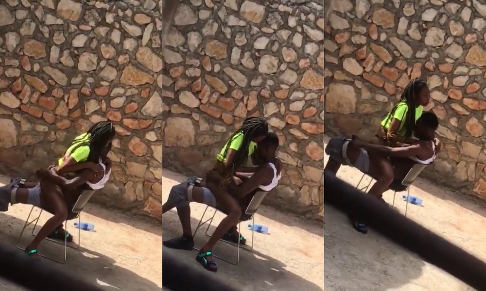 Naughty couple fucks outside in broad daylight