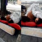 Homeless couple caught having sex on the street