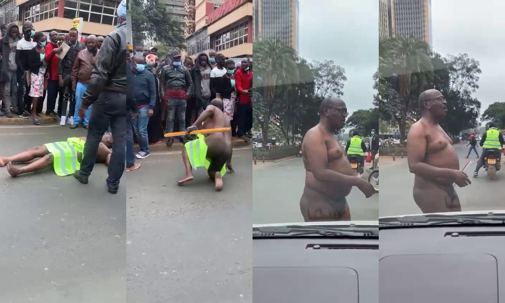 Njonjo Mue in Nairobi streets removes all his clothes in utter shock