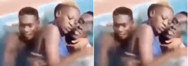 Woman gets fingered and fondled by 3 men inside swimming pool