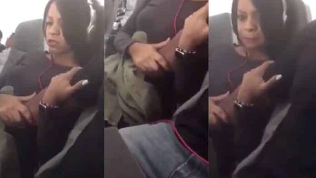 Man fingers his girlfriend in a commercial flight