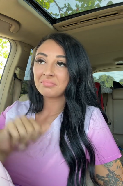 Jaelyn in her scrubs after she got fired