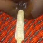 Shocking!! Petite Nancy has her coochie spread by an huge corn