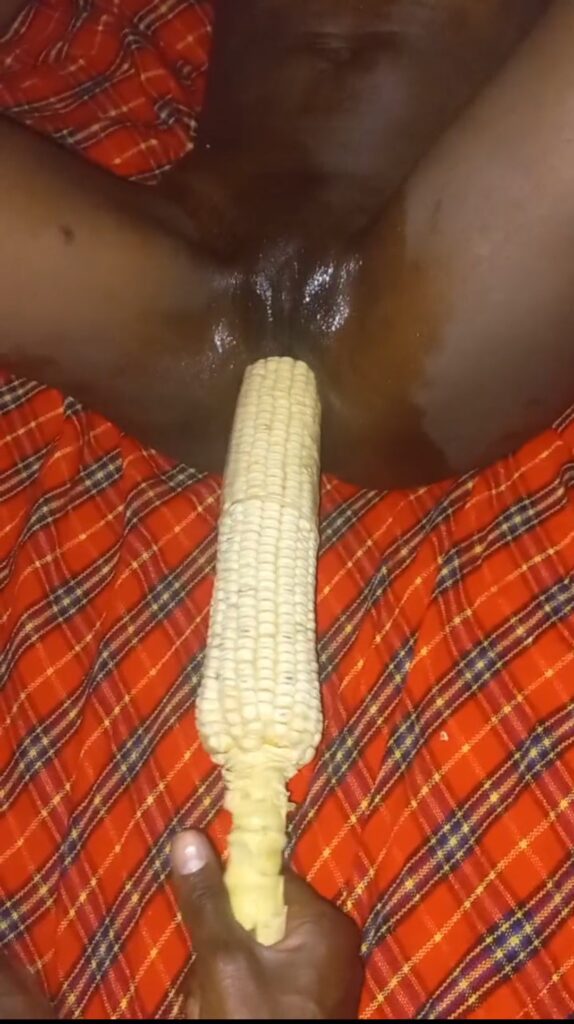 Shocking!! Petite Nancy has her coochie spread by an huge corn