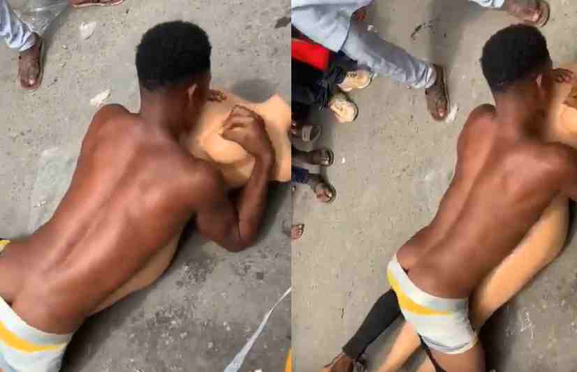 Viagra-fueled Nigerian man ruthlessly fucks mannequin doll in public as audience cheers him on