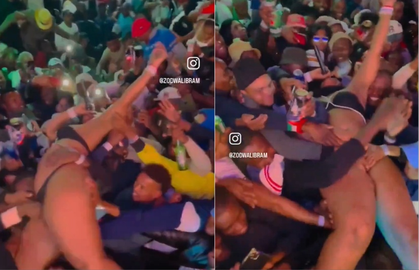 Zodwa Wabantu unbothered as randy revelers finger her pussy and asshole 