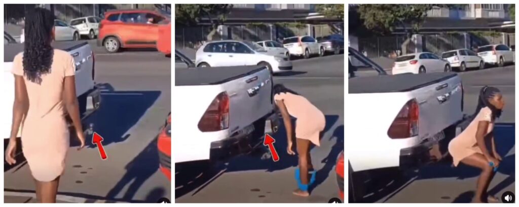 She fucked herself with a metal car tow bar in broad daylight