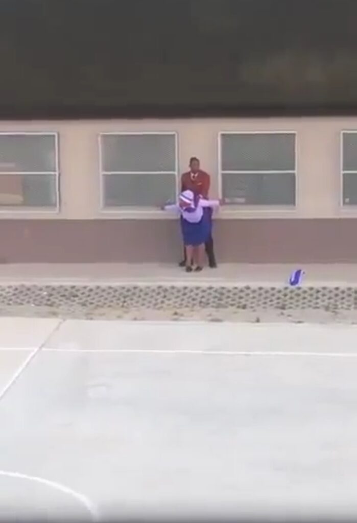 Couple caught in lewd public sex act outside church in broad daylight