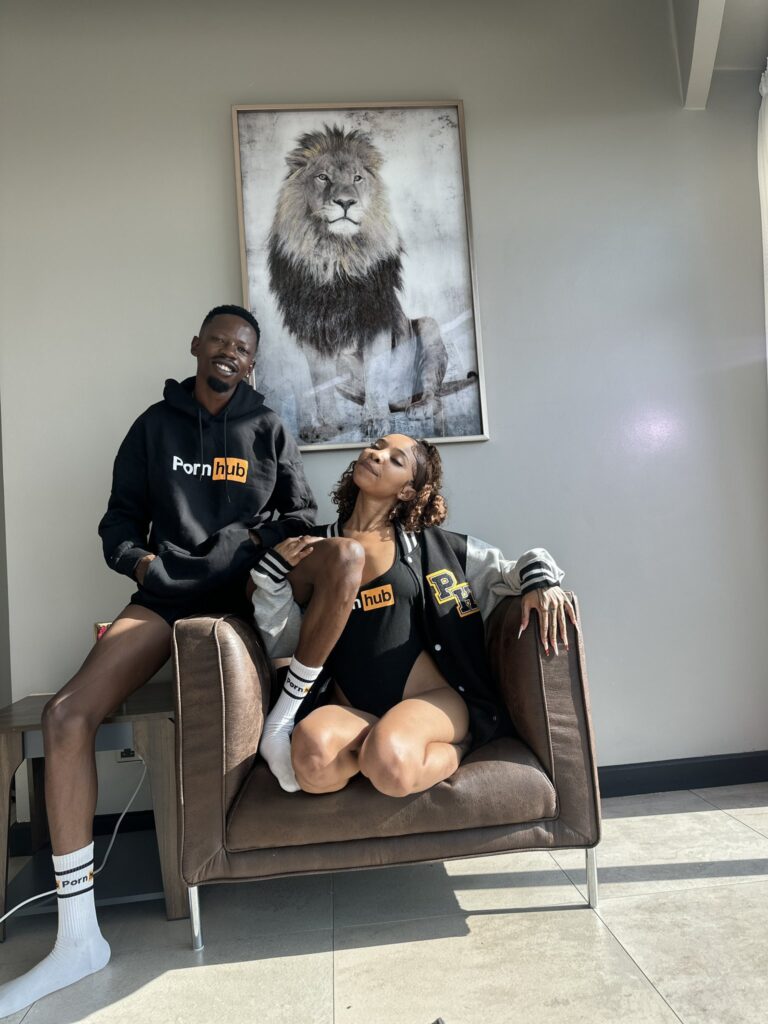 Mombasa Pornstar and Blondie 254 rocks Pornhub merchandise for reaching over 70k subscribers.